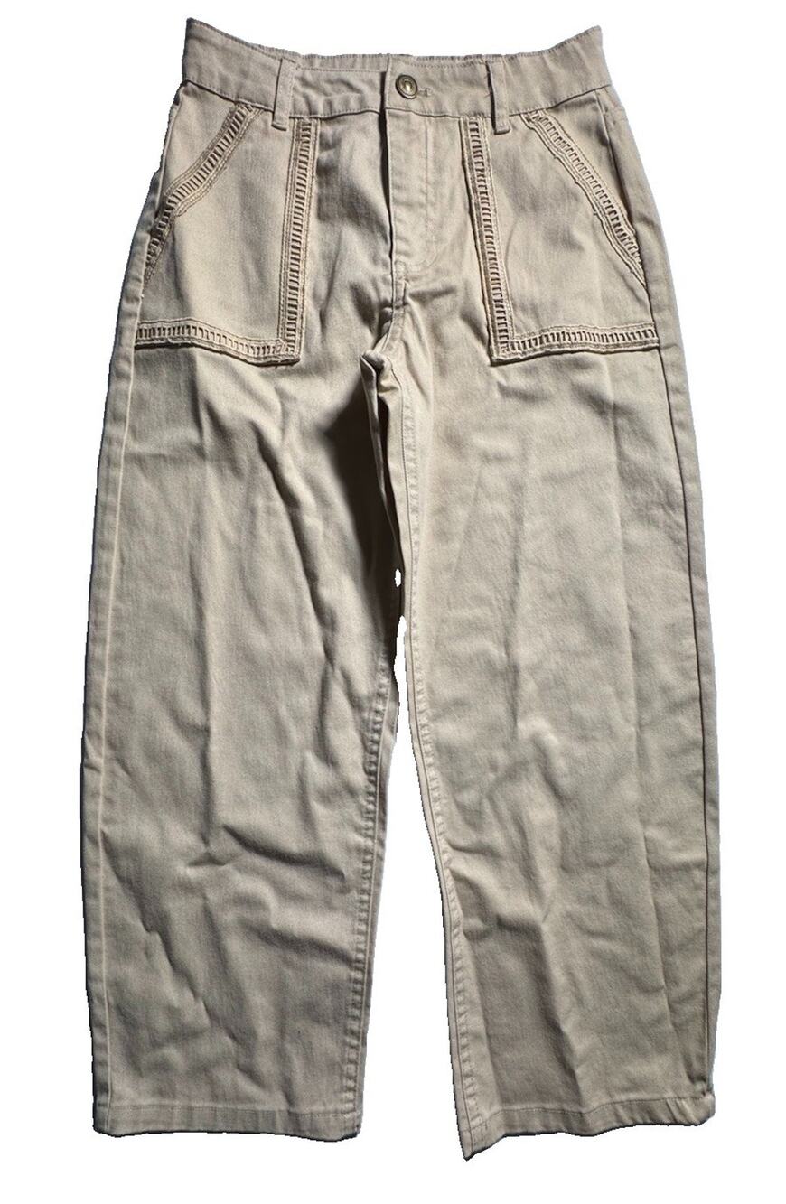 Owillo Girls M Khaki Ladder Trim Relaxed Leg Pants